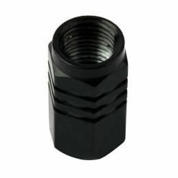 Set 4 capace hexagonale decorative pentru valva auto, Aluminiu, 1.8 cm, Negru