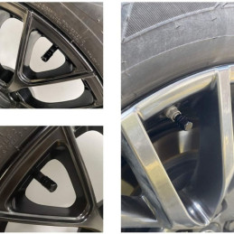 Set 4 capace hexagonale decorative pentru valva auto, Aluminiu, 1.8 cm, Negru