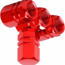 Set 4 Capace Hexagonale Valva Auto Aluminiu - 1.8cm, Rosu, Design Premium