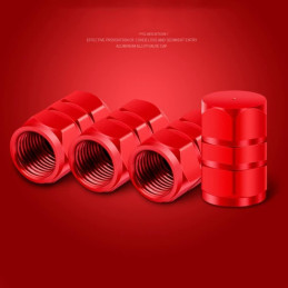 Set 4 Capace Hexagonale Valva Auto Aluminiu - 1.8cm, Rosu, Design Premium