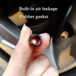Set 4 Capace Hexagonale Valva Auto Aluminiu - 1.8cm, Rosu, Design Premium