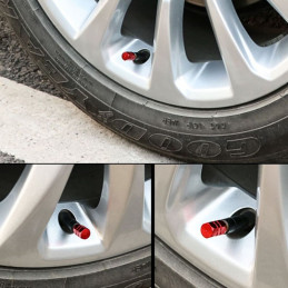 Set 4 Capace Hexagonale Valva Auto Aluminiu - 1.8cm, Rosu, Design Premium