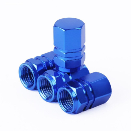 Set 4 Capace Hexagonale Valva Auto Aluminiu - 1.8cm, Albastru, Design Premium