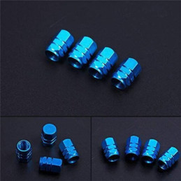 Set 4 Capace Hexagonale Valva Auto Aluminiu - 1.8cm, Albastru, Design Premium