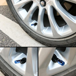 Set 4 Capace Hexagonale Valva Auto Aluminiu - 1.8cm, Albastru, Design Premium