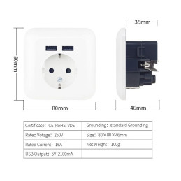 Priza eleganta cu incarcator USB Schuko