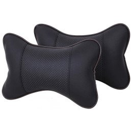 Set 2 Perne Auto Piele Ecologica Tetiera Cusatura Neagra