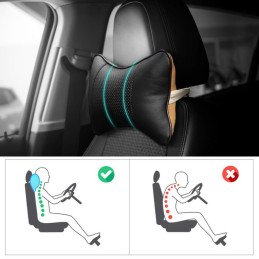 Set 2 Perne Auto Piele Ecologica Tetiera Cusatura Neagra