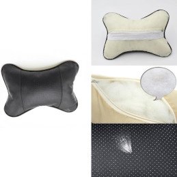 Set 2 Perne Auto Piele Ecologica Tetiera Cusatura Neagra/Bej | MARKETPLACE SHOPPING CENTER