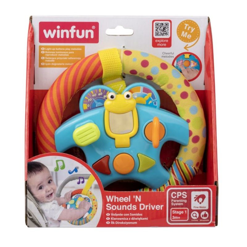 Winfun Volan Muzical jucarie interactiva pentru bebelusi cu sunete si lumini colorate