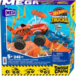 HOT WHEELS MONSTER TRUCK MEGA SET CONSTRUCTIE CURSA TIGER SHARK CHOMP | 1Buy.ro