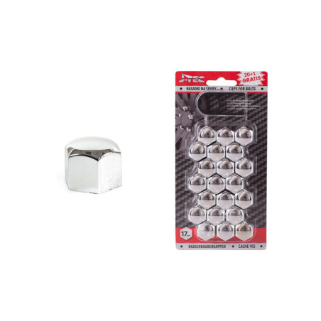 Set Capace Prezoane Roti 17mm Crom Plastic cu Extractor 21 Buc Universal Auto