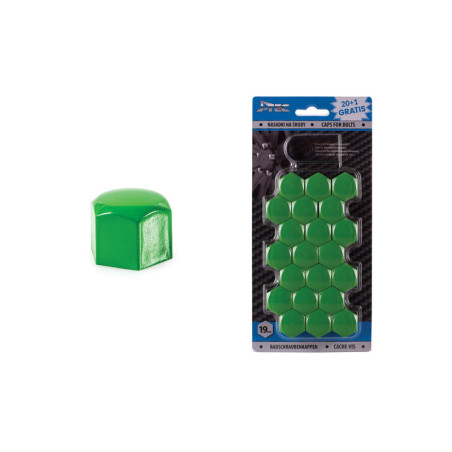 Set Capace Prezoane Roti 19mm Verde Plastic cu Extractor 21 Buc Universal Auto