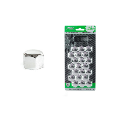 Set Capace Prezoane Roti 21mm Crom Plastic cu Extractor 21 Buc Universal Auto