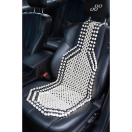 Husa Scaun Auto Masaj Lemn Alb Negru 128x38cm Confort
