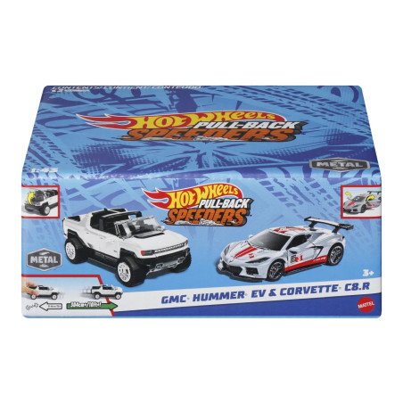 HOT WHEELS SET 2 MASINUTE METALICE PULL BACK GMC HUMMER EV SI CORVETTE C8R 1:43 | MARKETPLACE SHOPPING CENTER