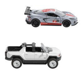 HOT WHEELS SET 2 MASINUTE METALICE PULL BACK GMC HUMMER EV SI CORVETTE C8R 1:43 | MARKETPLACE SHOPPING CENTER