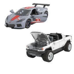 HOT WHEELS SET 2 MASINUTE METALICE PULL BACK GMC HUMMER EV SI CORVETTE C8R 1:43 | MARKETPLACE SHOPPING CENTER