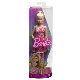 BARBIE PAPUSA BARBIE FASHIONISTA BLONDA CU PARUL PRINS IN COADA SI ROCHIE CU FLORICELE | 1Buy.ro