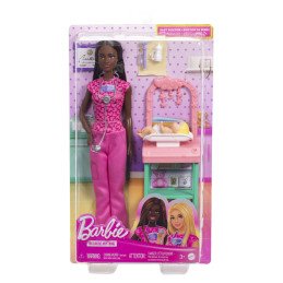 BARBIE SET DE JOACA PAPUSA BARBIE BRUNETA FACE CARIERA PEDIATRU | 1Buy.ro