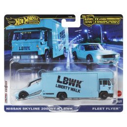 HOT WHEELS TRANSPORTATOR FLEET FLYER CU MASINUTA NISSAN SKYLINE 2000 GT-R LBWK SCARA 1:64 | 1Buy.ro