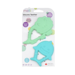Set 2 Jucarii Dentitie Silicon Melii Model Dino + Rechin | 1Buy.ro