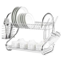 Uscator de vase din otel cu doua niveluri, cu tava din plastic, AVX-AG373 | MARKETPLACE SHOPPING CENTER