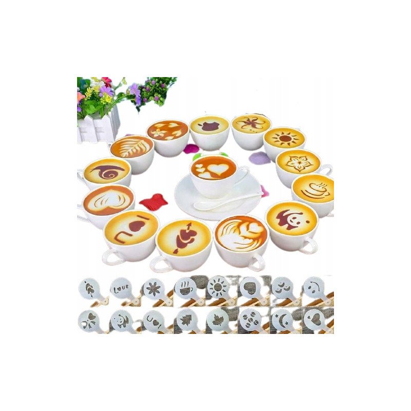 Set 16 sabloane reutilizabile pentru ornarea desertului sau a cafelei | MARKETPLACE SHOPPING CENTER