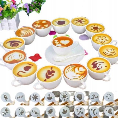 Set 16 sabloane reutilizabile pentru ornarea desertului sau a cafelei | MARKETPLACE SHOPPING CENTER