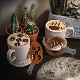 Set 16 sabloane reutilizabile pentru ornarea desertului sau a cafelei | MARKETPLACE SHOPPING CENTER