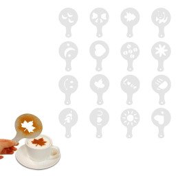 Set 16 sabloane reutilizabile pentru ornarea desertului sau a cafelei | MARKETPLACE SHOPPING CENTER