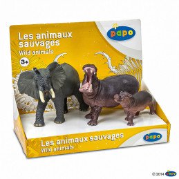 PAPO SET ANIMALE SALBATICE ELEFANT, HIPOPOTAM SI HIPOPOTAM PUI | 1Buy.ro