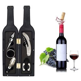 Set Cadou "Accesorii Vin in forma de Sticla, 6in1" culoare Neagra | MARKETPLACE SHOPPING CENTER