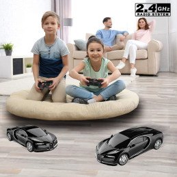MASINA CU TELECOMANDA BUGATTI CHIRON NEGRU CU SCARA 1 LA 24 | MARKETPLACE SHOPPING CENTER