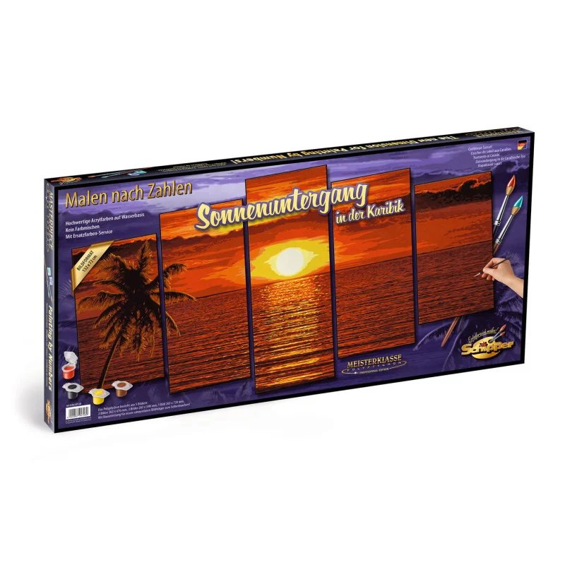 KIT PICTURA PE NUMERE SCHIPPER APUS IN CARAIBE, 5 TABLOURI | MARKETPLACE SHOPPING CENTER