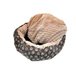 Culcus moale cu perna, pentru caine/pisica, culoare maro-raiat, impermeabil | MARKETPLACE SHOPPING CENTER