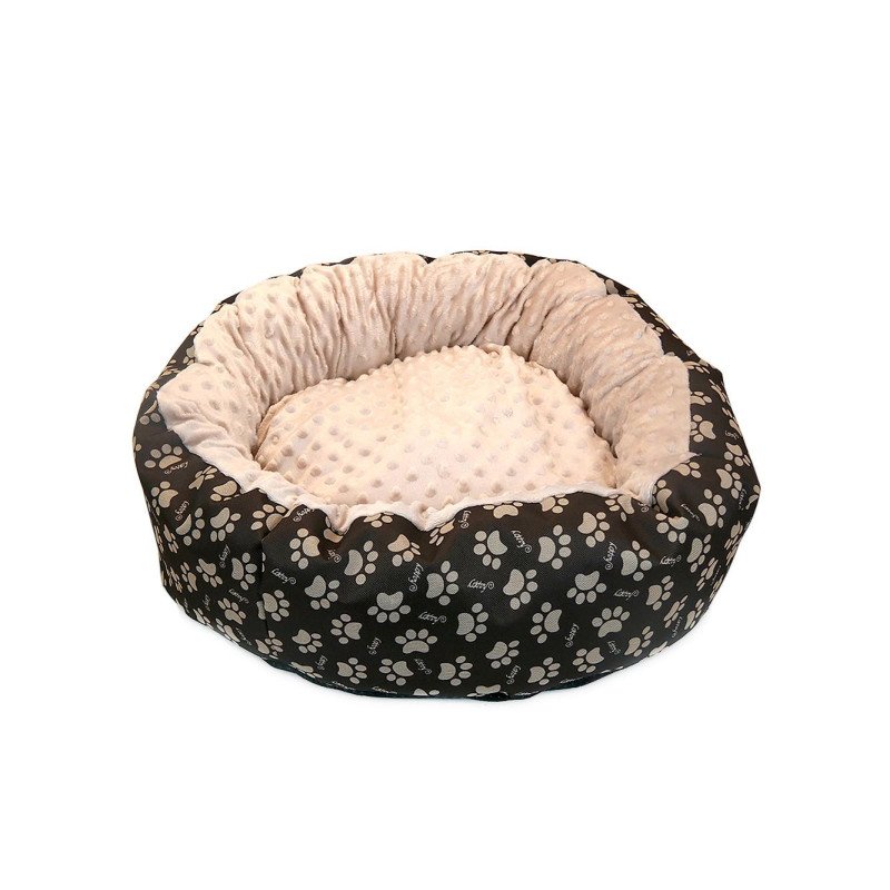 Culcus moale cu perna, pentru caine/pisica, Model Minky, culoare crem-maro, impermeabil | MARKETPLACE SHOPPING CENTER