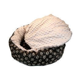 Culcus moale cu perna, pentru caine/pisica, Model Minky, culoare crem-maro, impermeabil | MARKETPLACE SHOPPING CENTER