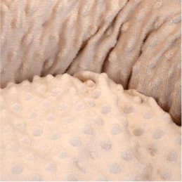 Culcus moale cu perna, pentru caine/pisica, Model Minky, culoare crem-maro, impermeabil | MARKETPLACE SHOPPING CENTER