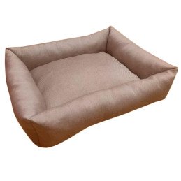 Culcus moale cu perna, pentru caine/pisica, Model Minky, culoare crem-maro, impermeabil | MARKETPLACE SHOPPING CENTER