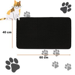 Covoras impermeabil pentru litiera pisici, dimensiune 40 x 60 cm, dublu strat, culoare Neagra | MARKETPLACE SHOPPING CENTER