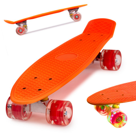 Skateboard Penny Board pentru copii cu roti din cauciuc, iluminate LED, culoare Orange | MARKETPLACE SHOPPING CENTER