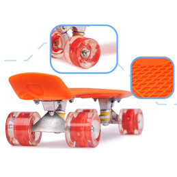 Skateboard Penny Board pentru copii cu roti din cauciuc, iluminate LED, culoare Orange | MARKETPLACE SHOPPING CENTER
