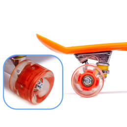 Skateboard Penny Board pentru copii cu roti din cauciuc, iluminate LED, culoare Orange | MARKETPLACE SHOPPING CENTER