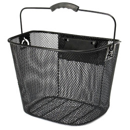 Cos metalic pentru bicicleta cu maner, demontabil, conceput pentru a fi montat in partea din fata, culoare Neagra | MARKETPLACE SHOPPING CENTER