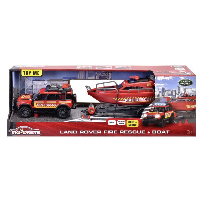 MAJORETTE SET MASINA DE POMPIERI LAND ROVER SI BARCA DE SALVARE | MARKETPLACE SHOPPING CENTER