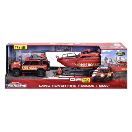 MAJORETTE SET MASINA DE POMPIERI LAND ROVER SI BARCA DE SALVARE | MARKETPLACE SHOPPING CENTER