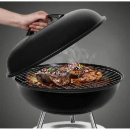 Gratar rotund negru cu capac Algon - 34 CM...